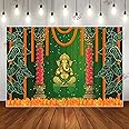 S2S Ganesha Background Decoration Traditional Cloth | Backdrop Curtain Cloth for Pooja | Puja Curtains Decoration 8 Feet Height & 5 Feet Width