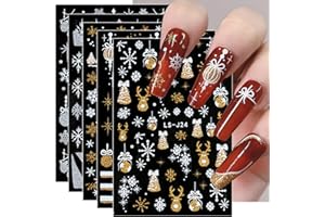JMEOWIO Noel Stickers Ongles Nail Art 8 Feuilles Autocollants Ongles Autoadhésif Deco Ongle Nail Art Design Manucure