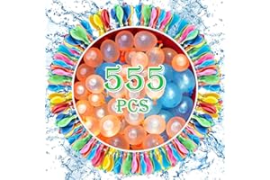 Qingshui Wasserbomben Selbstschließend, 555 Stück Wasserballons, 60 Sekunden Schnellfüller, Wasser Luftballons mit 4 Wasserhahn Anschluss, Bunt Water Balloons, für Kinder, Party, Sommer, Draussen