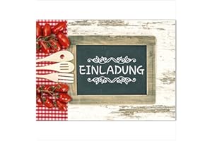 ‎EINLADUNGSKARTEN MANUFAKTUR HAMBURG 10 x Einladungskarten und 10 Umschläge im Set für jeden Anlass/Kochen/Einladung Geburtstag/Party/Einweihung/Feier/Geburtstagseinladungen Din A6