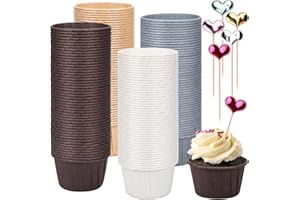 UCAMP 200 Pièces Caissettes Cupcake,Moules à Muffins en Papier,Moule Cupcake,Caissette Mini Muffins,Moules à Cupcakes Dont 50 décorations,pour Mariage,Anniversaire,Fête(4 couleurs)