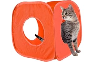 Pet Living Pop Up Cat Kitten Play Cube Fun Strong Box For Cat Rabbit Toy (Orange)