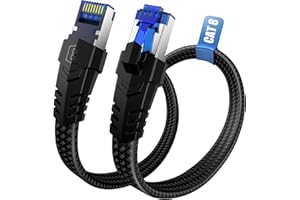 NIXSTO Cable Ethernet Cat 8- 0.5M 1M 5M 10M 15M 20M 30M Cable de Red, 40Gbps 2000MHz Alta Velocidad Cable Lan, Plano RJ45 Gigabit POE Trenzado de Nylon Cable Internet para PC, TV, Modem,Regalo para Gamer