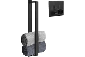 Smartpeas Toalleros De Baño Adhesivo – Toallero De Bano Sin Taladro para Invitados Acero Inoxidable Recubierto En Polvo Negro + Gancho