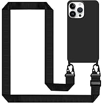 Cover IPhone 16 Pro Max Con Cordino Regolabile - Custodia TPU Antiurto Con Protezione Fotocamera, Lunghezza Fino A 160 Cm, Nero