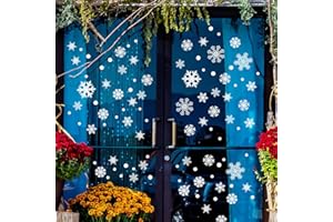 WandSticker4U®- 120 pièces réutilisable stickers noël fenêtre FLOCONS DE NEIGE blanc I Autocollant de fenêtre de noël enfants I Décoration stickers fenêtre noël statique porte en verre