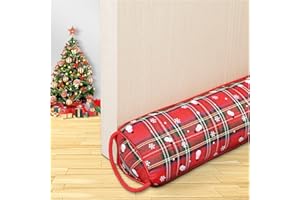 WOCHITV Triangle Under Door Draft Stopper Noise Blocker 81 CM for Door Bottom Air Seal Insulation and Soundproof, Heavy Duty Weather Guard Snake Stripping, Tartan Check Red and Snowflake