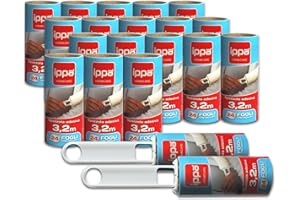 I.P.P.A. Spazzola levapelucchi - 20 Rotoli (24 Fogli - 3,2 mt) + 2 Manici. Rullo togli peli Animali, Spazzola Adesiva Cane e Gatto. 480 Fogli Adesivi.