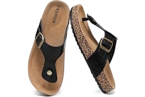 zaxunai Zehentrenner Damen Herren Rutschfest Sommer Sandalen Kork Fußbett Pantoletten,Bequeme Leichte Leder Flip Flops Badelatschen Unisex-Erwachsene