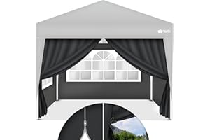 tillvex® 4X Seitenwand für Pavillon 3x3m | Faltpavillon Seitenteile wasserabweisend | Seitenfenster & Reißverschluss | Seitenwände für Gartenzelt Partyzelt