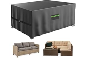 Neuradical Gartenmöbel-Abdeckungen, 420D-Oxford-Gewebe, super wasserdichte Abdeckung für Tisch- und Stuhlsets, Terrassen-Rattanmöbelsets, UV-beständig, staubdicht (Schwarz, 242x182x100cm)