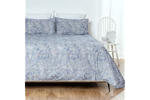 HOGARYS Juego de Funda Nordica para Cama 180 cm (260x220cm) con 2 Almohadas (50x95cm) 100% Algodón (Percal 150 Hilos) Mire Azul
