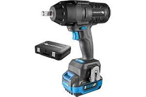 Högert Technik Akumulator, bezszczotkowy zestaw wkrętarek udarowych 18 V, moment obrotowy 600 Nm, akumulator 4,0 Ah, ładowarka 4 A, walizka, silnik bezszczotkowy, oświetlenie LED, do warsztatów