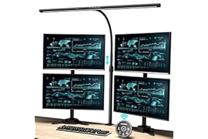 EYOCEAN Lampa biurkowa LED, 24 W, 80 cm, lampa stołowa ze sterowaniem gestami, przyciemniana, światło dzienne, ochrona oczu, lampa do monitora dla dostawców w biurze, czytających, architektów, krawców