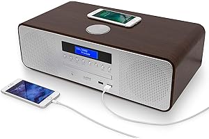 AUDIBLE FIDELITY Complete Hi-Fi DAB/DAB+ Stereo System CD Player With Speakers, Wireless Charging & USB Charging, Bluetooth, MP3 Playback, FM & Digital Radio with Remote Control
