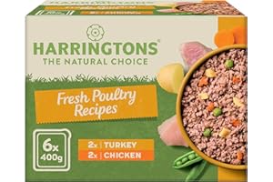 Harringtons Complete Wet Tray Grain Free Hypoallergenic Adult Dog Food Poultry Pack 6x400g - Turkey & Chicken - Made with All Natural Ingredients