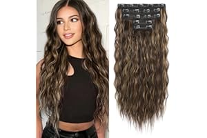 REECHO Clip in Extensions, 5 Teile Haarverlängerungen zum Einclipsen dicke lange lockere Wellen Haarverlängerungen Unsichtbare Spitze Flechte Natürliche weiche haarteile für Frauen