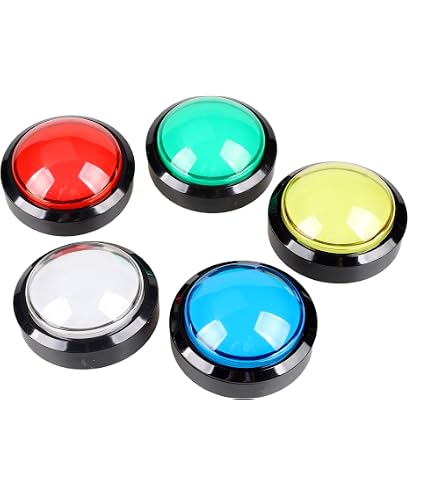 Bouton D'Arcade 100 Mm – Grand Bouton Poussoir LED 12 V Avec Micro-interrupteur – Pour Machine Arcade, Blanc