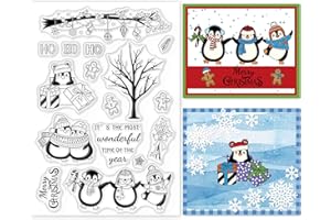 GLOBLELAND Navidad Pingüino Sellos Transparentes Sellos de Silicona Tarjetas Muñecos de Nieve Sellos Transparentes para Hacer Tarjetas Decoración DIY Álbum de Diario de Álbumes de Recortes