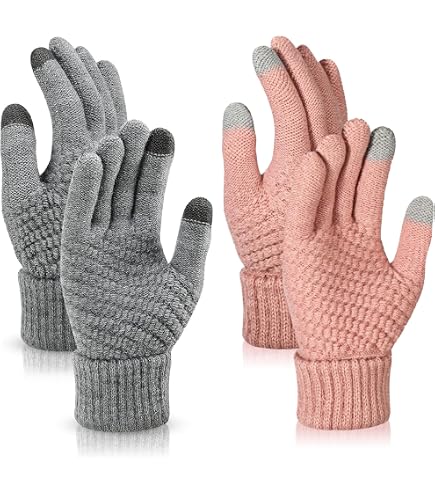 talifoca Half Finger Gloves-Guanti termici da donna e da uomo, guanti invernali touchscreen lavorati a maglia Fodera in pile calda per lo sci e il lavoro in bicicletta