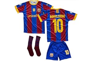IHIMI Ronaldinho Barcelona #10, maglia da calcio per bambini, in edizione limitata (4-13 anni)