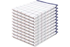 ZOLLNER 10 Strofinacci - canovacci in cotone 50x70 cm - burrazzi da cucina assorbenti e resistenti -a quadretti bianchi e blu - lavabili a 60°C - qualità gastronomica - certificato OEKO-TEX (R)