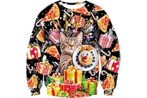 ALISISTER Unisex Ugly Christmas Jumper 3D Impreso Navidad Jersey Sudadera Divertida Suéter de Manga Larga Camiseta S-3XL