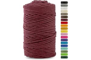 Netuno 1x corda macramè colorata borgogna 5 mm 100 m filo macrame corda di cotone filato di cotone cordoncino corda per lavori uncinetto ferri da maglia gomitolo macramè cordino macramè