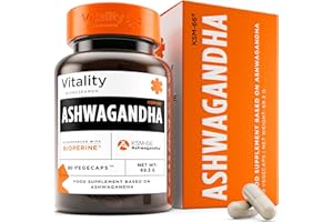 VITALITY BIORESEARCH Ashwagandha KSM 66, 1500 mg Ashwagandha Powder with Black Pepper, Ashwagandha High Strength Supplement for Sleep, Boost Energy & Overall Physical & Mental Wellness, 90 Ashwagandha Capsules, Vegan
