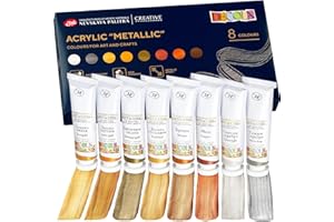 Decola Set Colori Acrilici Per Dipingere Metallici | 8x18ml Colori Acrilici Metallizzati In Tubetti | Dipingi E Decora Su Ogni Superficie | Creati da Nevskaya Palitra