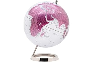 Exerz 25cm Globe Terrestre Rose Métallisé - en Anglais - Décoration de Bureau Éducationnel/géographique/Moderne - avec Base en métal (25cm Rose)