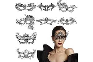 Pianocean Venezianische Maske Damen, 8 Stück Sexy Maskenball Maske Damen, Schwarz Maske Venezianisch für Karneval, Faschings, Maskerade, Mardi Gras, Themenpartys, Rollenspiel
