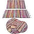 RelianceUK Handmade Chindi Rug Ideal for Indoor & Outdoor Use, Kitchen & Garden, Washable Rag Rugs Door Mats, Floor Mat, 100% Recycled, Multi Colour Rugs (50 x 80 cm)