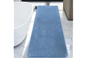 Rururug Tapis Salle de Bain, Tapis de Bain Bleu 50x120cm, Microfibre Tapis Absorbant Antidérapants Lavable en Machine
