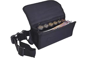 CLAIRE-FONCET Sacoche Banane Serveur, Serveuse, en Toile Tissu Polyester, 1 Poche Zip intérieure, Fermeture par Aimants, idéale Commerçants