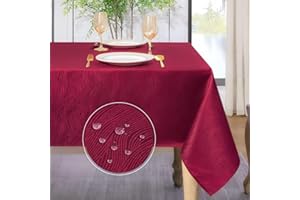 Softalker Manteles Navidad Rojo Antimanchas 240x140 cm Rectangular de Jacquard a Rayas Manteles Exterior Impermeabl Mantel Muy Grandes Protector Modernas Mesa Comedor Decoracion para Otoño Cumpleaños