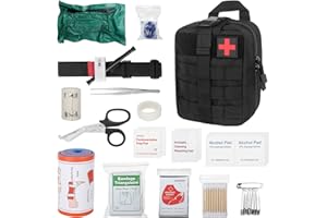 DAJASD 46PCS Tactique Sac de Secours, Trousse Kit de Premiers Soins Militaires, Tactique Militaire Traumatisme Trousse de Premiers soins, Boîte de d'urgence de Survie Extérieur pour Maison, Camping