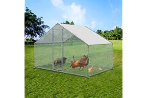 LZQ Gallinero con candado, 3 x 2 x 2 m, de acero galvanizado, para animales pequeños, para gallinas, tejado, jaula para aves para gallinas,, jaula para mascotas, exterior