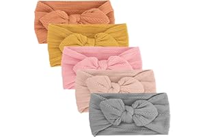 DRESHOW 5 Pièces Bébé Bandeaux Bébé Fille Bandeau Cheveux Bande de Cheveux Arc Bande de Cheveux Bandeaux Accessoires Bébé Fille Enfant Turban Bandeau