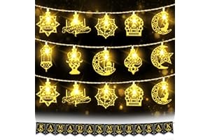BOLWEO Ramadan Lichterkette,Ramadan Deko Lichterkette Batterie Timer 3m/9.8ft 20 LEDs, Eid Ramadan Mubarak Dekorationen für Haus Garten Terrasse Innen Außen