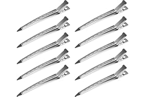 Beayuer 10 Pieces Duck Bill Hair Clips, 3.5 Inch Rustproof Metal Alligator Curl Clips with Holes for Hair Styling, Hair Coloring, Thick Hair Sectioning, Salon, Bows DIY, Silver (10 Pcs, 3.5in Silver)