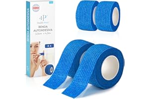 Health Press® Cerotto per Dita Auto-adesivo – 4 Rotoli Blu (2,5cm x 4,5m) | Cerotto Impermeabile | Bendaggio Elastico di Fissaggio | Nastro Resistente a Polvere, Grasso e Sporco per Dita e Mani