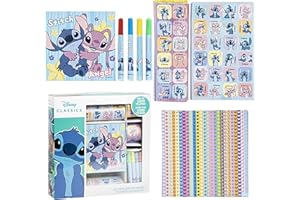 THE GEEKY POP Set de Papelería Stitch para Niñas – Más de 1000 Pegatinas, Rotuladores y Cuadernos para Colorear | Regalo Ideal de Stitch | Material Escolar y Manualidades Stitch Niña