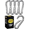 Carabiner Clip 5 Pack - Multipurpose Heavy Duty Carabiner - Snap Hooks - Carabiner Heavy Duty - Small Carabiner Clip - Large Carabiner Clip - Clips for Keys - Carribeaner Hook
