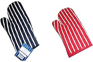 WADDINGTON & HOLMES STORE Single Oven Glove Butchers Stripe Red Or Navy (Red)