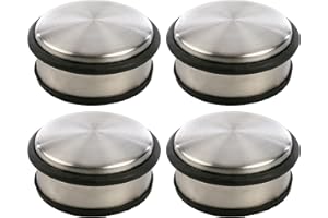 H HANSEL HOME Tope Puerta Metal, Retenedor de Puerta con Anillos de Goma, Stop Puerta, Cuña Metal para Fijar al Suelo, Plateado, Goma Negra, 1 Kg, 10 x 10 x 4,5 cm - 4 Unidades