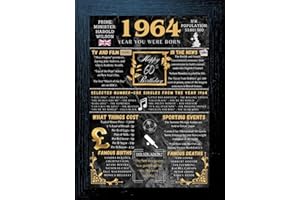 Aryllis A4 Framed 60th Birthday Print, The Year You Were Born - 1964, Manufactured in the U.K., Birthday Gift for 60 Year Old - Black Frame