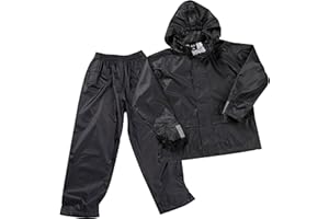 Metzuyan Kids Childrens Waterproof Suit Jacket & Trousers Raincoat Outdoor Set Black Navy Age 3-10