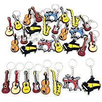Porte-clés Musical Avec Pendentifs - Guitare, Disque Vinyle, Microphone, Clé De Sol, Cadeau Pour Musiciens