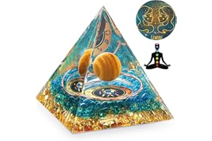 ‎HUIJUKEJI HuiJuKeJi Orgonit Pyramide Zwillinge Sternzeichen Geschenke – 12 Constellation & Tigerauge Stein Kristall pyramide für Astrologie Energie heilung Reiki Chakra Spirituelle Dekoration 6cm – Zwillinge
